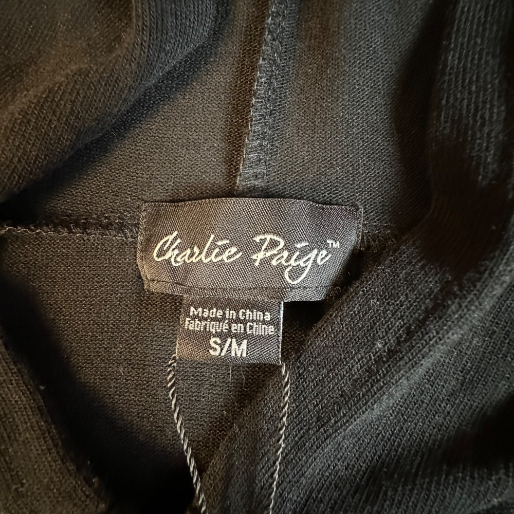 Charlie Paige S/M Black Hooded Tunic Button front Asymmetrical Whimsigoth Witchy - Picture 4 of 15